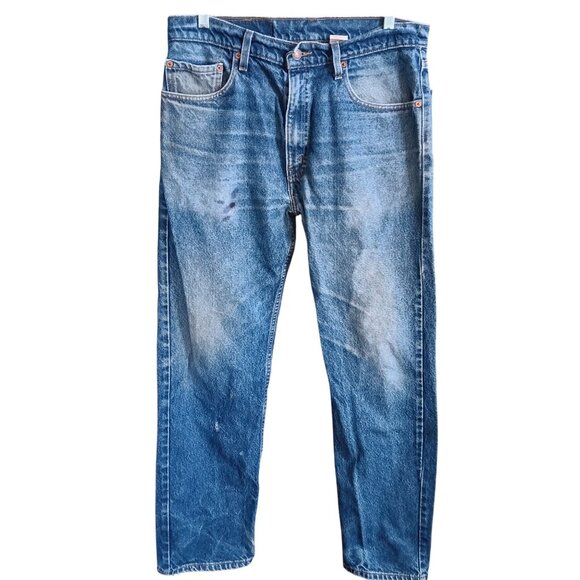 34x30 Men's Jeans Vintage Levis 505 Distressed 1990's Denim trashed Grunge Fade - Picture 1 of 7